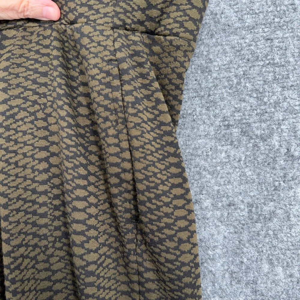 Susan Graver Weekend Wide Leg Pants Womens XS‎ Rayon Blend Snakeskin Olive Green